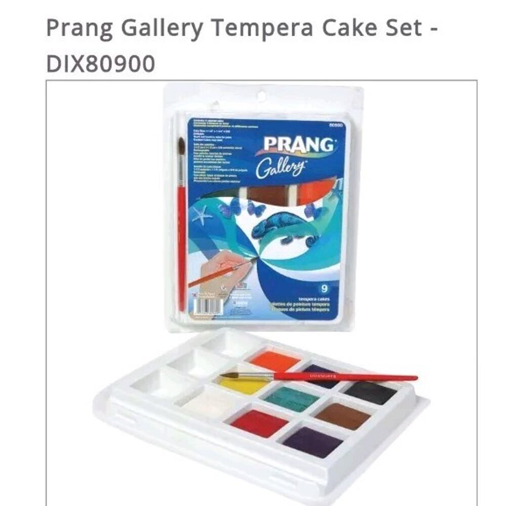 Prang Gallery Tempera Cakes New (No Brush) 9 Colors 80900